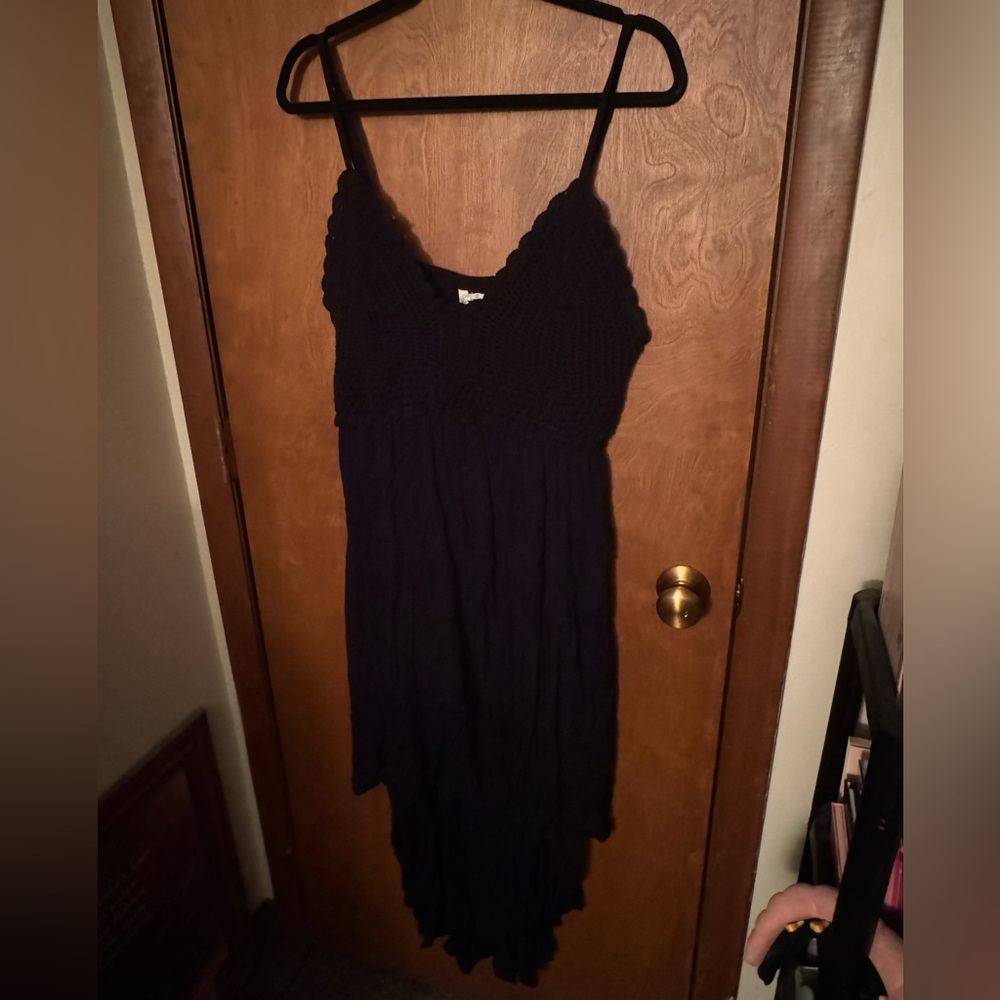 Women's Black High-Low Spaghetti Strap Dress